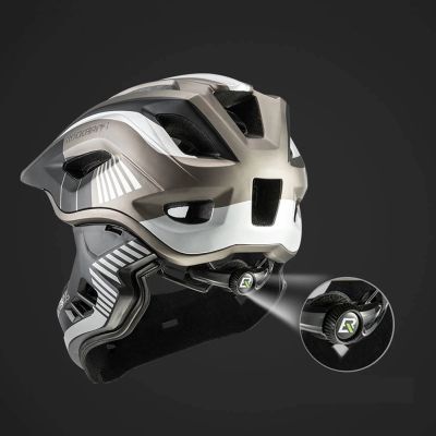 7. Kask rowerowy Rockbros TT-32SBTG-S dziecięcy z odpinaną szczęką rozmiar S - szary