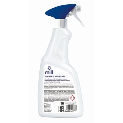 2. MILL CLEAN Odtłuszczacz Uniwersalny na tłuste plamy do odzieży, tworzyw sztucznych i innych powierzchni. 555 ml.