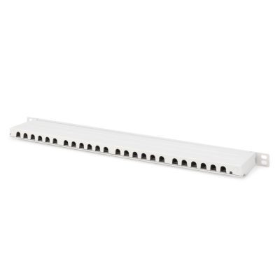31. Panel krosowy high density 19'' 24x RJ45, LSA poziom, kat.6A, ekranowany, 0.5U, szary, prowadnica kabli