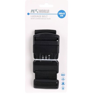 6. UNIWERSALNY PAS ZABEZPIECZAJĄCY DO WALIZKI SPINAJĄCY 180x5CM NA SZYFR PROWORLD CZARNY