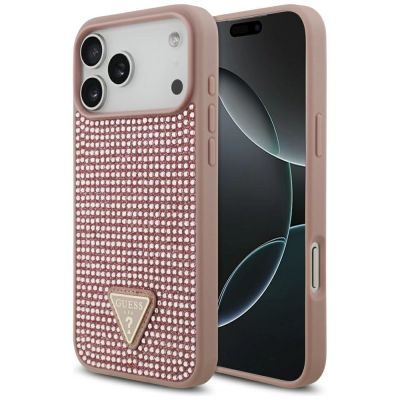 Etui Guess Rhinestone Triangle Logo na iPhone 17 Pro Max - różowe