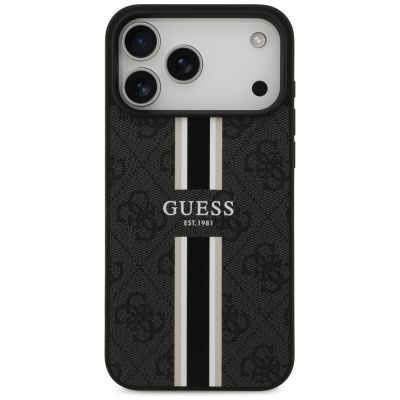 3. Etui Guess 4G Printed Stripes MagSafe na iPhone 17 Pro Max - czarne
