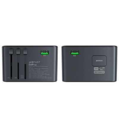 10. Adapter ładowarka podróżna Acefast Z1 GaN 75W PD 3x USB-C 2x USB-A - czarny