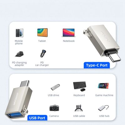 6. Adapter Joyroom S-H151 USB-C (męski) / USB-A (żeński) z oczkiem na smycz - srebrny