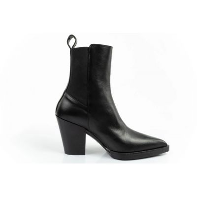 4. Karl Lagerfeld Kowboy buty damskie botki kowbojki skórzane czarne