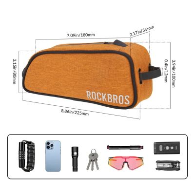 3. Torba rowerowa Rockbros 30120045004 ROAD TO SKY na górną rurę ramy wodoodporna 0,7L - pomarańczowa