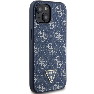 4. Etui Guess 4G Triangle Metal Logo na iPhone 15 Plus / 14 Plus - niebieskie