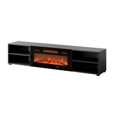 6. Szafka RTV POLO 180x33x39 czarny + kominek czarny