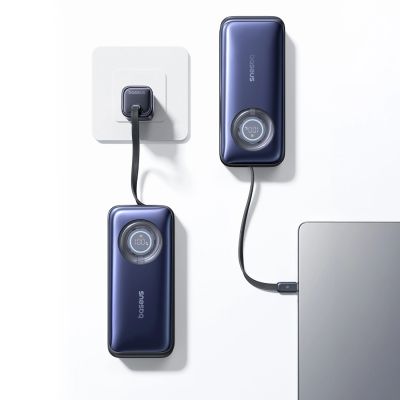11. Powerbank Baseus EnerCore CR11 20000mAh 100W ze zwijanym kablami USB-C - czarny
