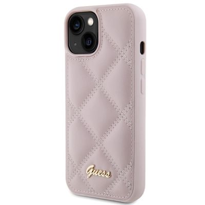 2. Etui Guess Quilted Metal Logo na iPhone 15 - różowe