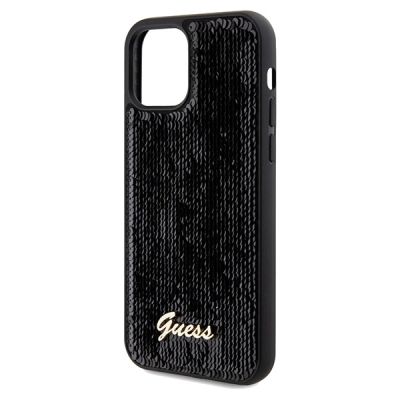 6. Etui Guess Sequin Script Metal na iPhone 12/12 Pro - czarne