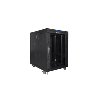 LANBERG SZAFA STOJĄCA RACK 19" 15U 600X800 DRZWI SZKLANE LCD CZARNA FF01-6815-12BL (FLAT PACK)