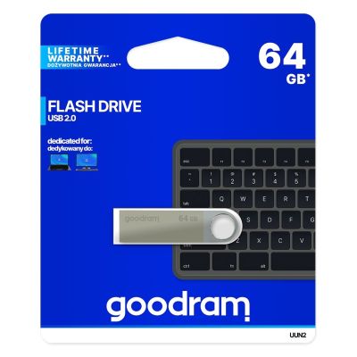 3. Pendrive GoodRam UUN2 UUN2-0640S0R11 (64GB; USB 2.0; kolor srebrny)