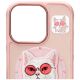 7. Etui Nimmy Glasses Cool Cat MagSafe na iPhone 16 Pro - różowe