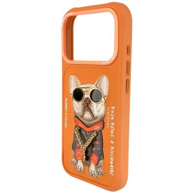 4. Etui Nimmy Glasses Cool Dog na iPhone 17 Pro - pomarańczowe
