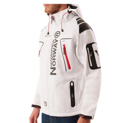 7. Kurtka sportowa męska Geographical Norway Techno MEN 056 BS3 szybkoschnąca z kapturem biała (WU1060H/GN)