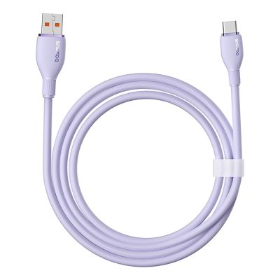 5. Kabel Baseus Pudding 100W USB-A - USB-C 2m - fioletowy