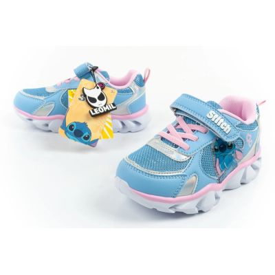 8. Leomil buty sportowe dziecięce sneakersy Stitch lekkie na rzep LED niebieskie