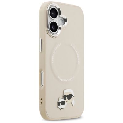 4. Etui Karl Lagerfeld Karl & Choupette Pins MagSafe do iPhone 17 - beżowe