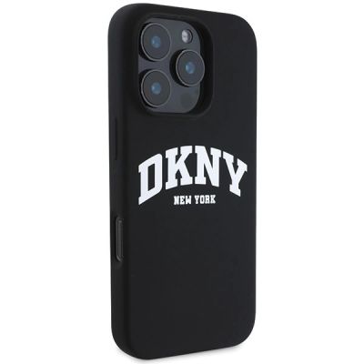 4. Etui DKNY Silicone White Printed Logo MagSafe na iPhone 16 Pro Max - czarne