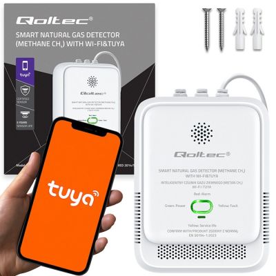 10. QOLTEC CZUJNIK WYCIEKU GAZU ZIEMNEGO | DETEKTOR CH4 | NG | TUYA | WI-FI | ALARM 85DB | LED