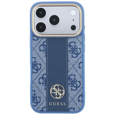 3. Etui Guess 4G with Stripe Round and Classic Logos MagSafe na iPhone 17 Pro / 18 Pro - niebieskie