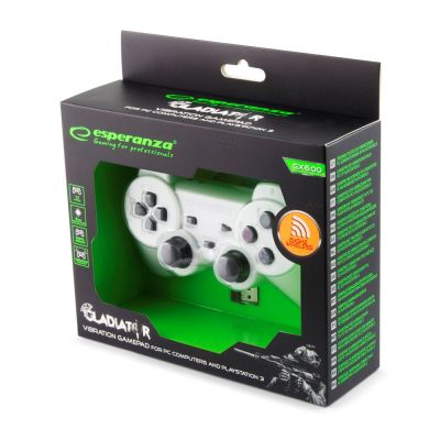 9. Gamepad bezprzewodowy Esperanza GLADIATOR EGG108W (PC, PS3; kolor biały)