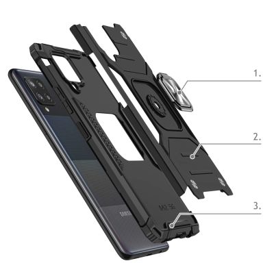 3. Wozinsky Ring Armor pancerne hybrydowe etui pokrowiec + magnetyczny uchwyt Samsung Galaxy A42 5G czerwony