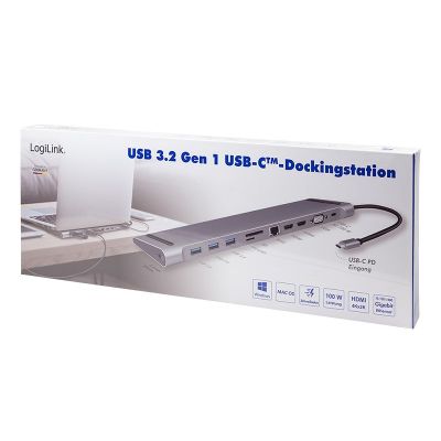 9. LogiLink UA0373 - Przewodowy - USB 3.2 Gen 1 (3.1 Gen 1) Type-C - 100 W - 3,5 mm - 10,100,1000 Mbit/s - Aluminiowy