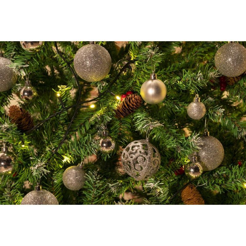 7. BOMBKA DEKORACYJNA PLASTIKOWA 6CM SET 35 SZT SREBRNA