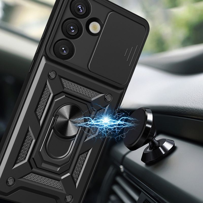 3. Pancerne etui Hybrid Armor Camshield z podstawką i osłoną aparatu na Infinix Note 50 Pro 4G - czarne