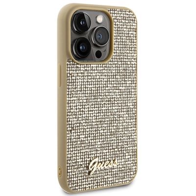 4. Etui Guess Disco Metal Script na iPhone 15 Pro - złote
