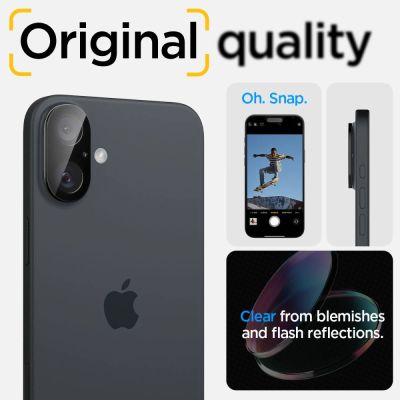 12. Szkło na aparat Spigen Optik GLAS.TR Camera Protector 2-PACK na iPhone 16 / 16 PLUS - czarne