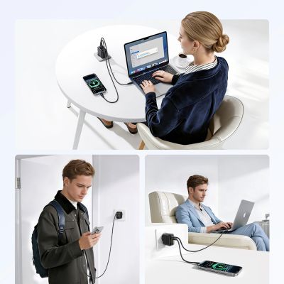 18. Ładowarka sieciowa Baseus EnerFill FE22 70W 2 x USB-C + USB-A - czarna