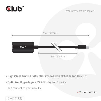 5. CLUB3D CAC-1188 adapter kablowy 0,09 m Mini DisplayPort HDMI Czarny