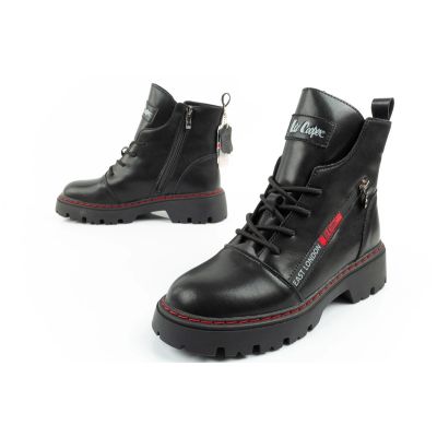 8. Lee Cooper buty botki trapery damskie sztyblety skórzane ocieplane czarne czerwone