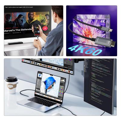 3. Kabel Wozinsky WCCH-01 USB-C - HDMI 4K 60Hz 1,8m - czarny