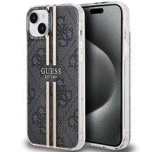 Etui Guess IML 4G Gold Stripe na iPhone 15 Plus / 14 Plus - czarne