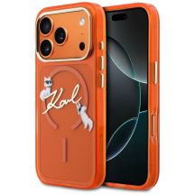Etui Karl Lagerfeld IML Choupettes Karl  Script Logo MagSafe na iPhone 17 Pro Max - pomarańczowe