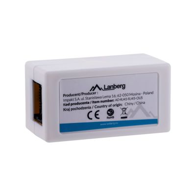 5. LANBERG ZŁĄCZKA SIECIOWA PRZELOTKA 2X RJ45 KAT.5E UTP AD-RJ45-RJ45-OU5