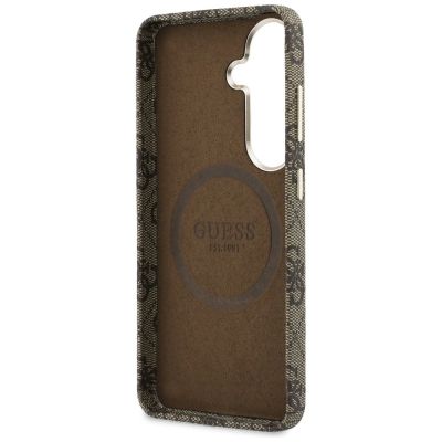 7. Etui Guess 4G Script MagSafe na Samsung Galaxy S26 - brązowe