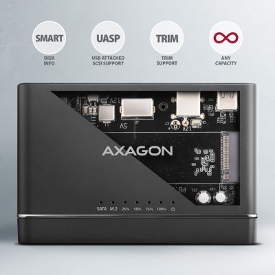 7. Axagon ADSA-CC USB-C 10Gbps - NVMe M.2 SSD & SATA 2.5/3.5 SSD/HDD CLONE MASTER 2 - Digital/Daten - NVMe USB 3.2 Gen 2 (3.1 Gen 2) Type-C Czarny