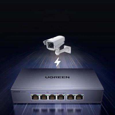 4. Switch Ugreen przełącznik ethernet 6-Portowy 1Gb/s z PoE - szary