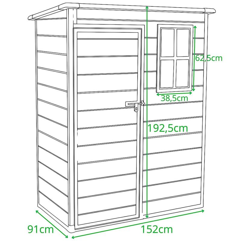 5. DOMEK OGRODOWY NARZĘDZIOWY PVC 152x91x192,5CM