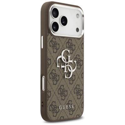 4. Etui Guess 4G Big 4G Classic Logo na iPhone 17 Pro Max brązowy - srebrne