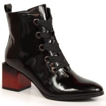 Botki ocieplane lakierowane na ozdobnym obcasie Potocki W WOL99
