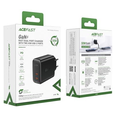5. Acefast A29 PD50W GaN (USB-C+USB-C) dual port charger black