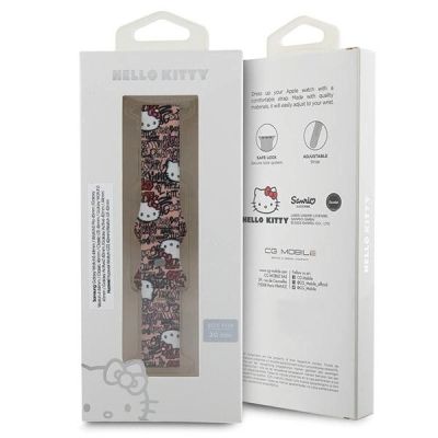 4. Pasek Hello Kitty Silicone Tags Graffiti uniwersalny 20mm - różowy