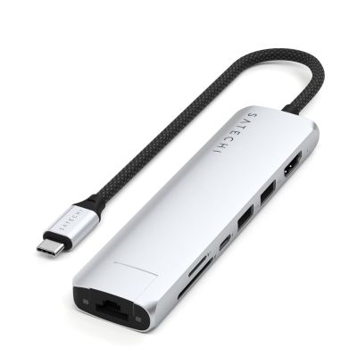 8. Satechi USB-C 7-w-1 Slim Multi Port Adapter Ethernet Srebrny