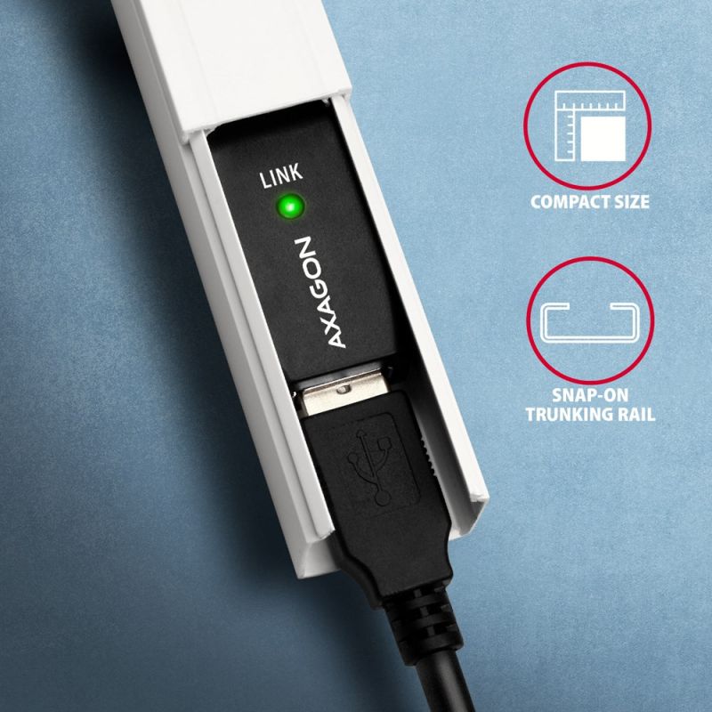 5. Kabel Axagon ADR-220 USB 2.0 A-M -> A-F active extension/repeater cable 20m Czarny